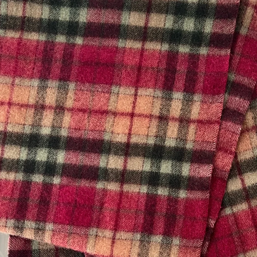 🐑Lambswool Plaid Unisex Scarf | Shepherds Land | Muted Magenta/Green/Tan/Black
